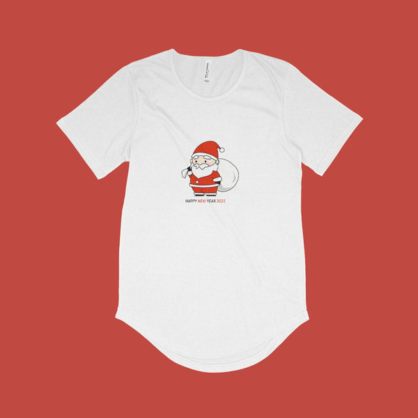 New Year 2022 Santa Men's Jersey T-Shirt with Curved Hem - Ecart