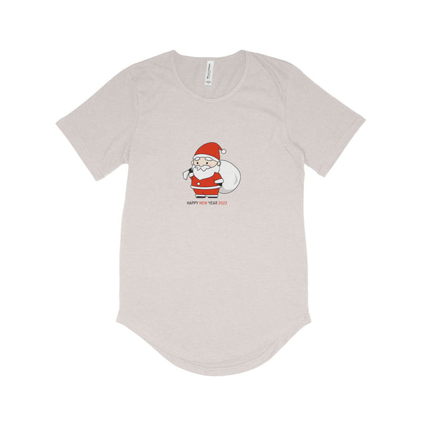 New Year 2022 Santa Men's Jersey T-Shirt with Curved Hem - Ecart