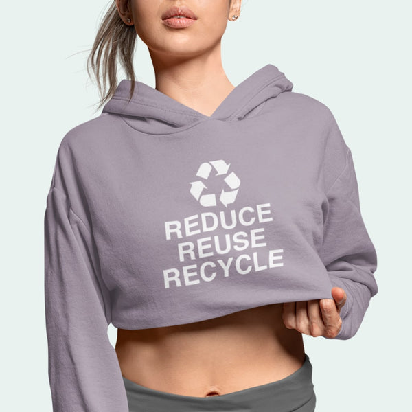 Reduce Reuse Recycle Women's Cropped Fleece Hoodie - Ecart