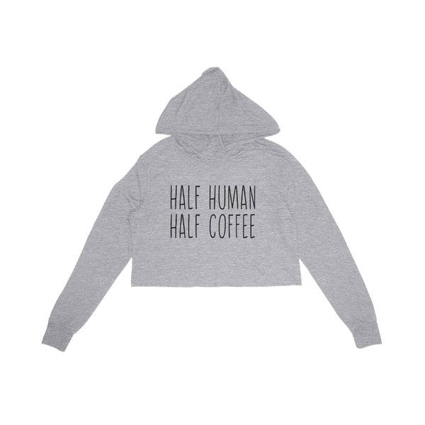 Half Human Half Coffee Women's Cropped Triblend Hoodie - Ecart