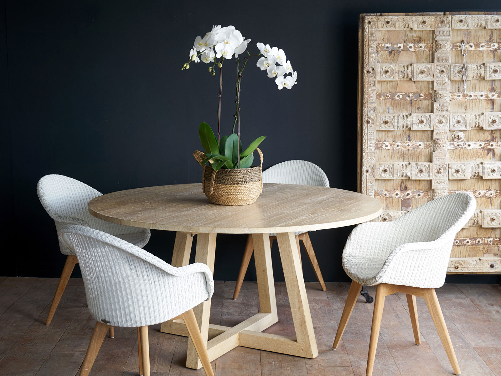 Teak Round Dining Table Java Circle Whitewash Originals Furniture