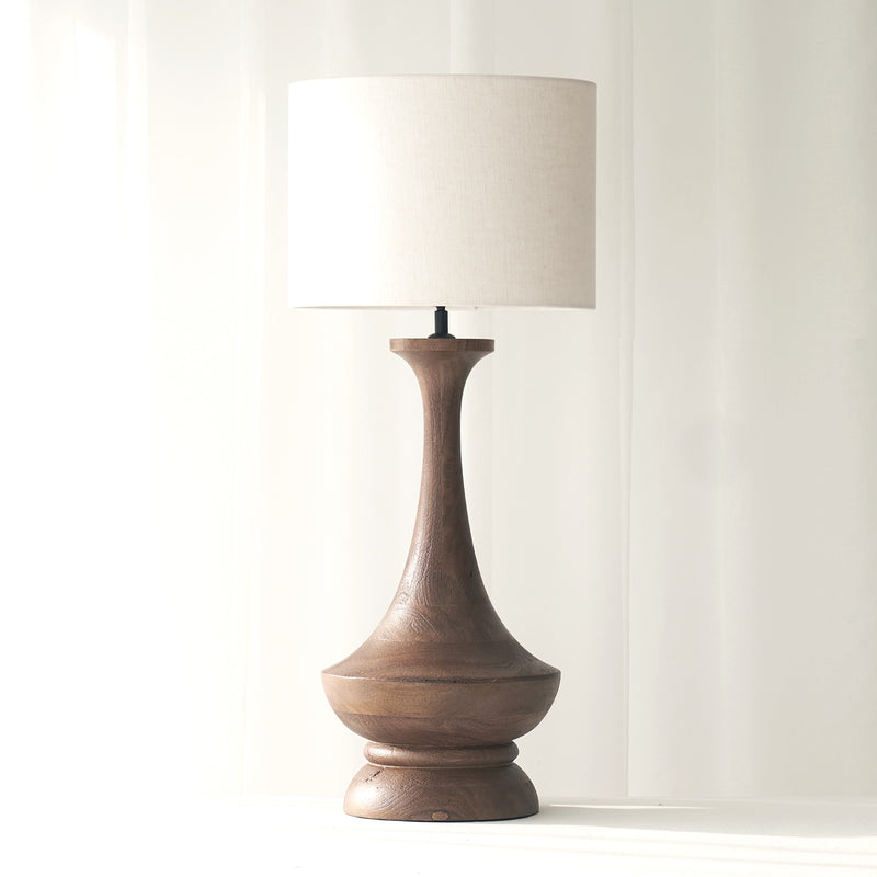 brown and white table lamp