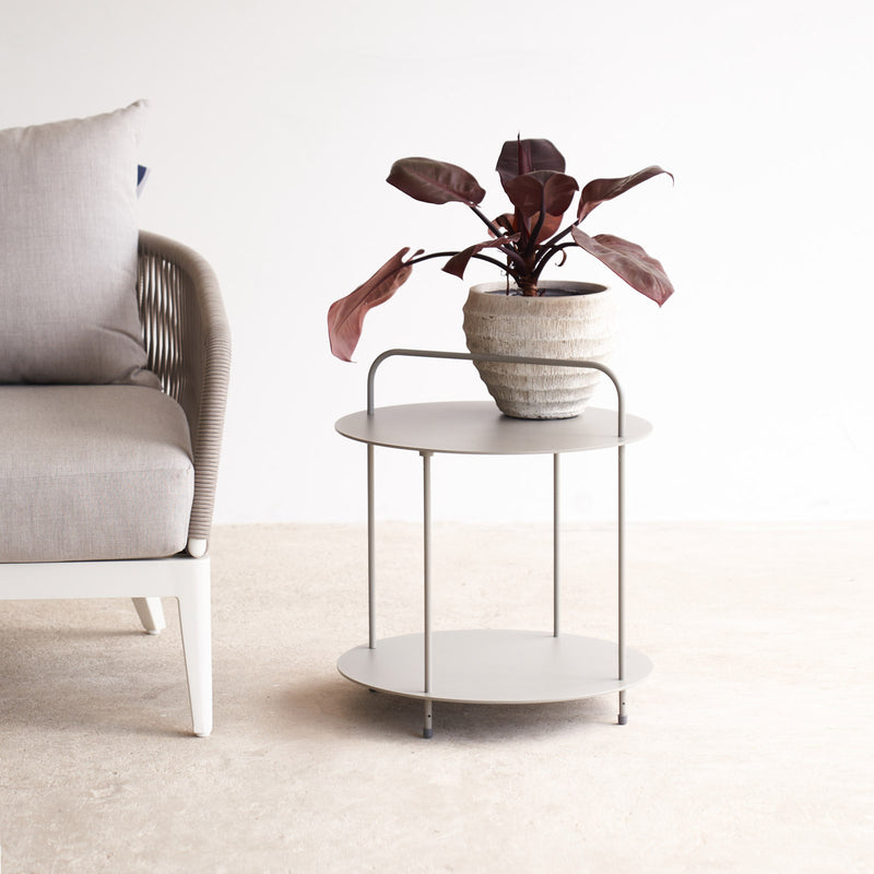 light grey end table