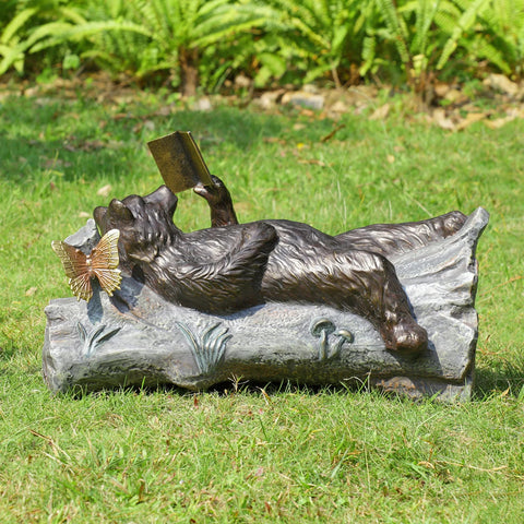 Bear Reading Garden Statue