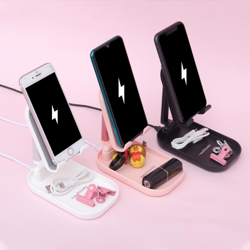 Deluxe Foldable Cell Phone Charger Stand & iPad Holder by Multitasky