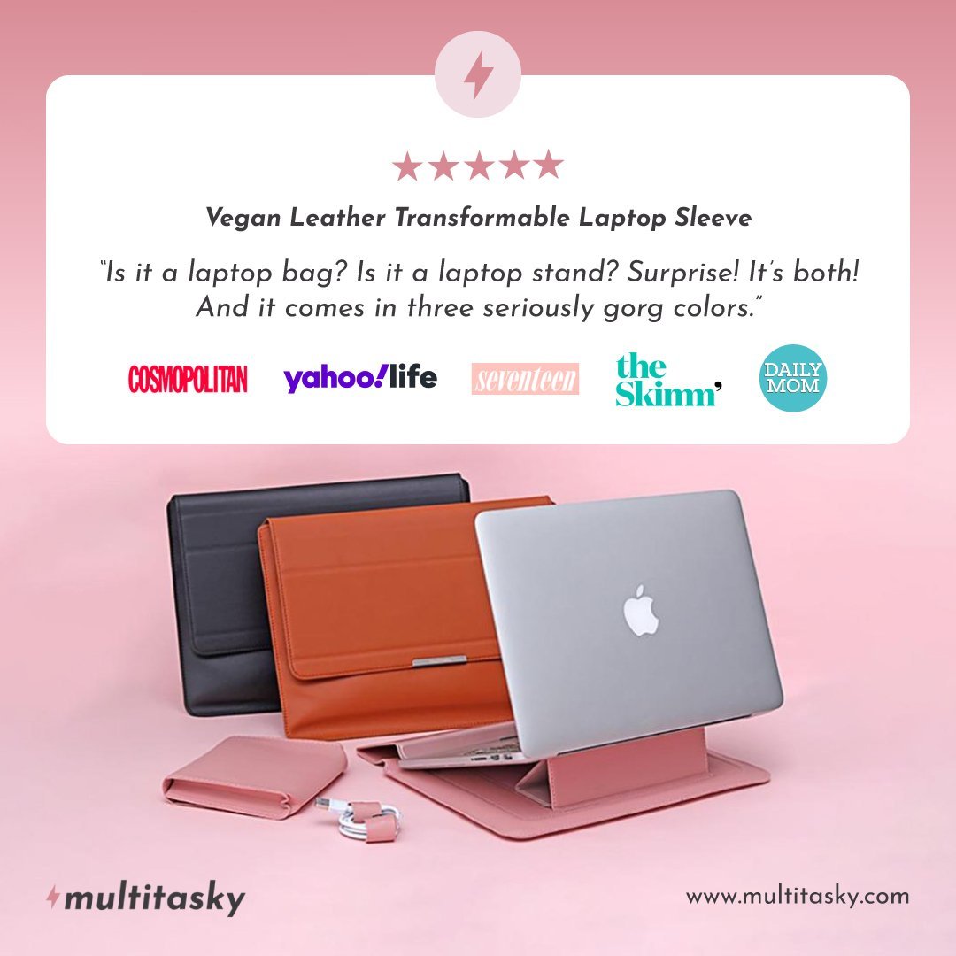 Transformable Vegan Leather Laptop Bag Set (Laptop Stand) by Multitasky-image-1