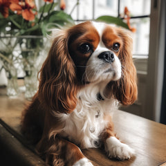 king charles cavalier dog relaxing