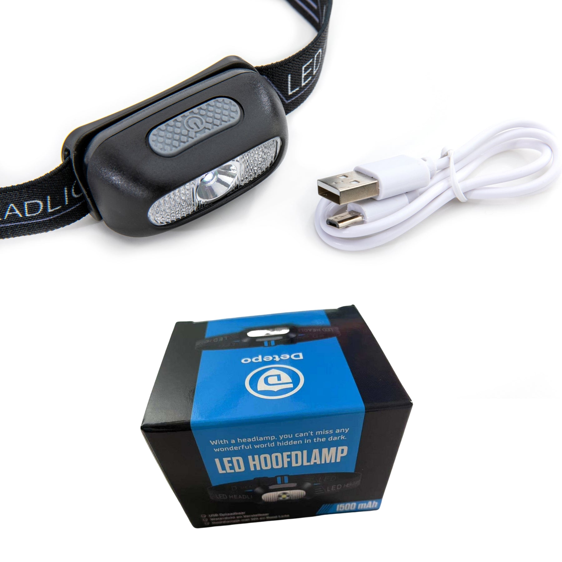 Vermenigvuldiging modus Voetganger Detepo Led Hoofdlamp - USB Oplaadbaar - Hoofdlampje met Wit en Rood Li