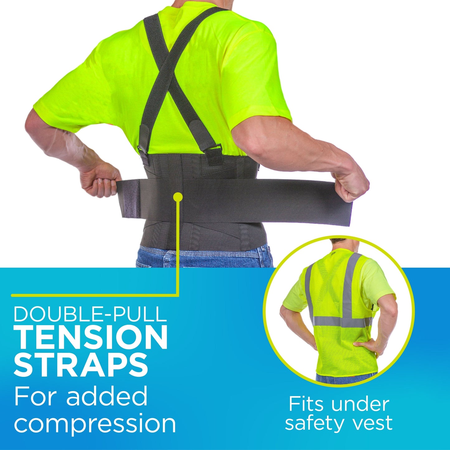 Work Back Brace for Heavy Lifting | Industrial Construction & Warehouse Support Belt With Shoulder Straps