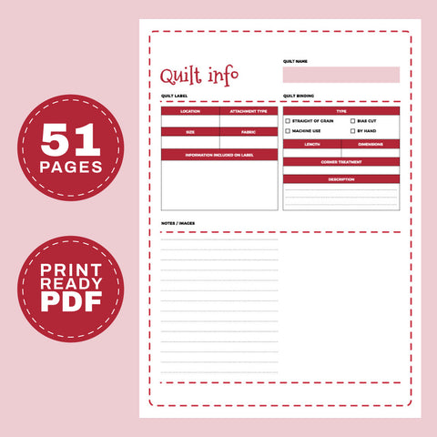 Quilting Planner 51 Pages (Printable)