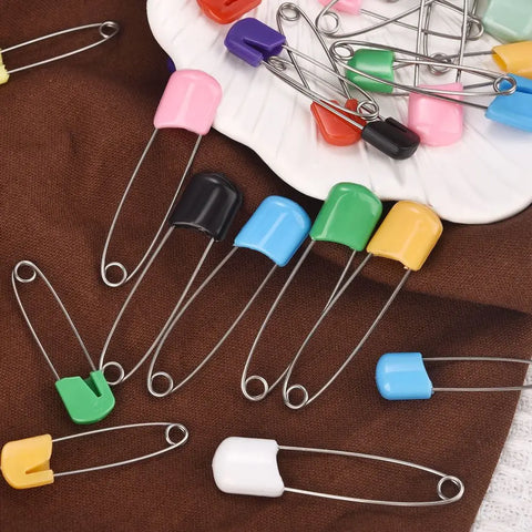 Safety Pins Colored Head 50pcs