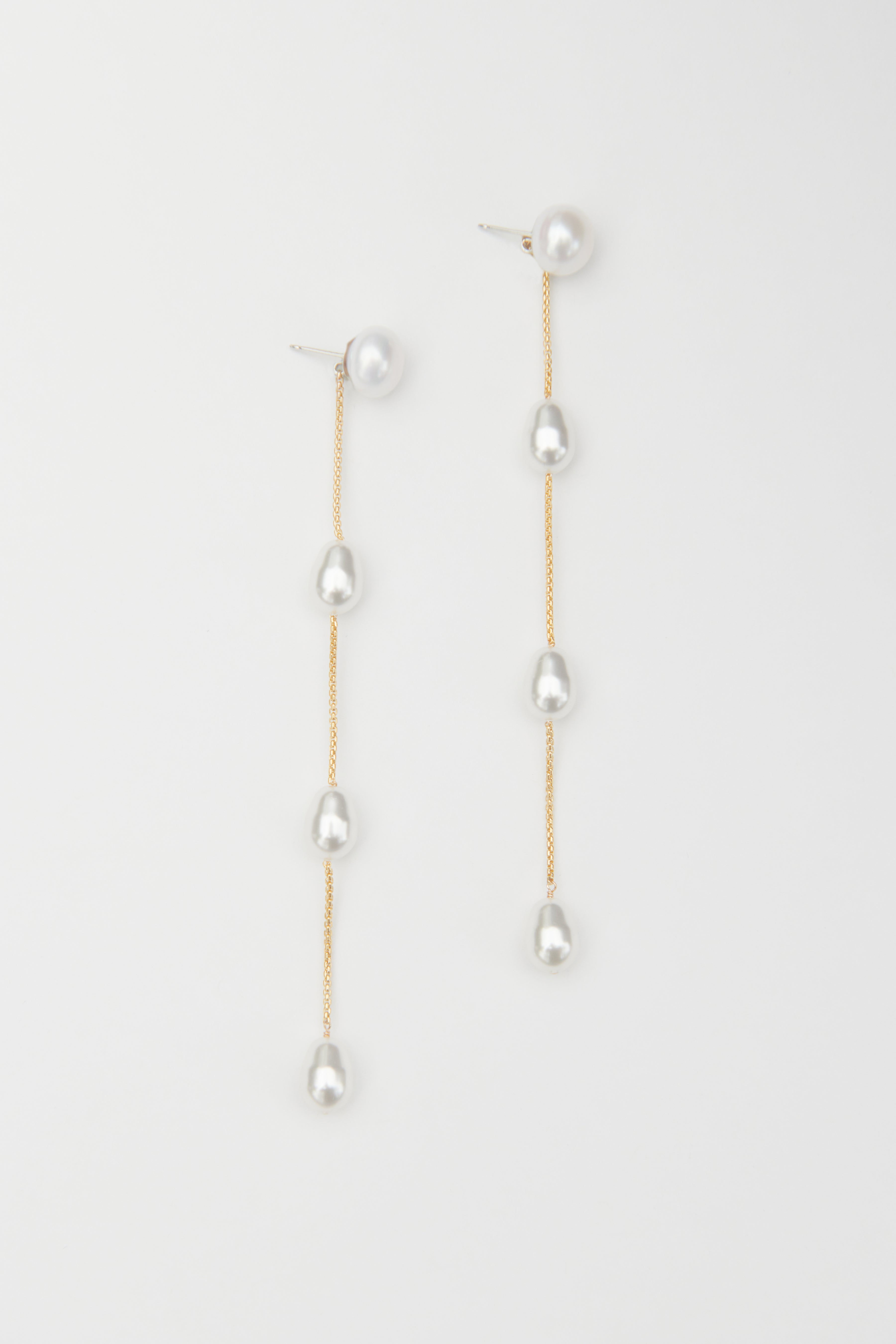 GOLD MEDIUM PEARL DROP EARRINGS