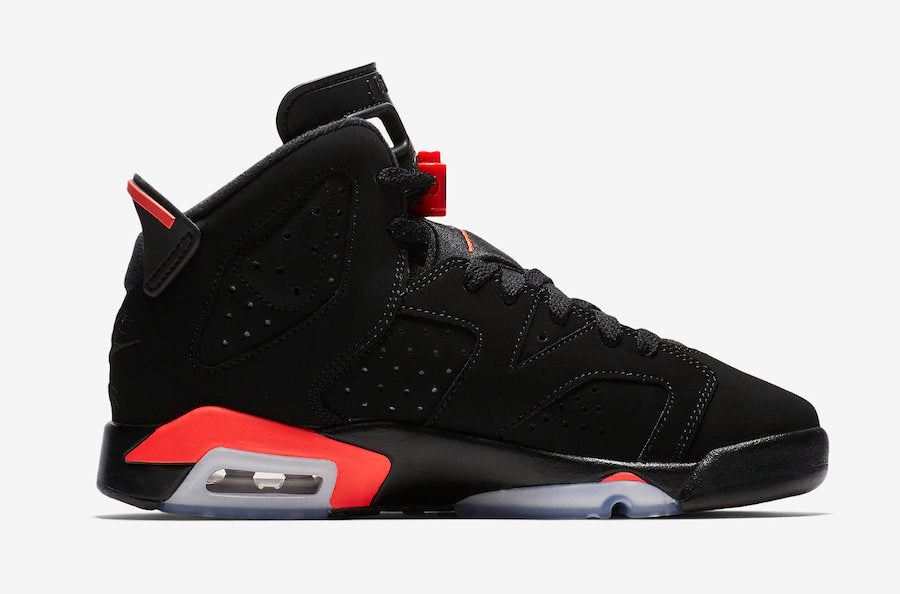 Grade School Youth Size Nike Air Jordan Retro 6 Suede Black Infrared Mysneakerpalace