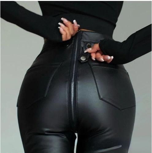 Black Matte Faux Leather Pants