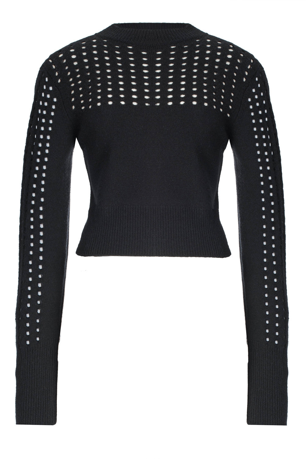 Crop Top Lightweight Black Wool Sweater | Relaxed Fit | Misha Nonoo