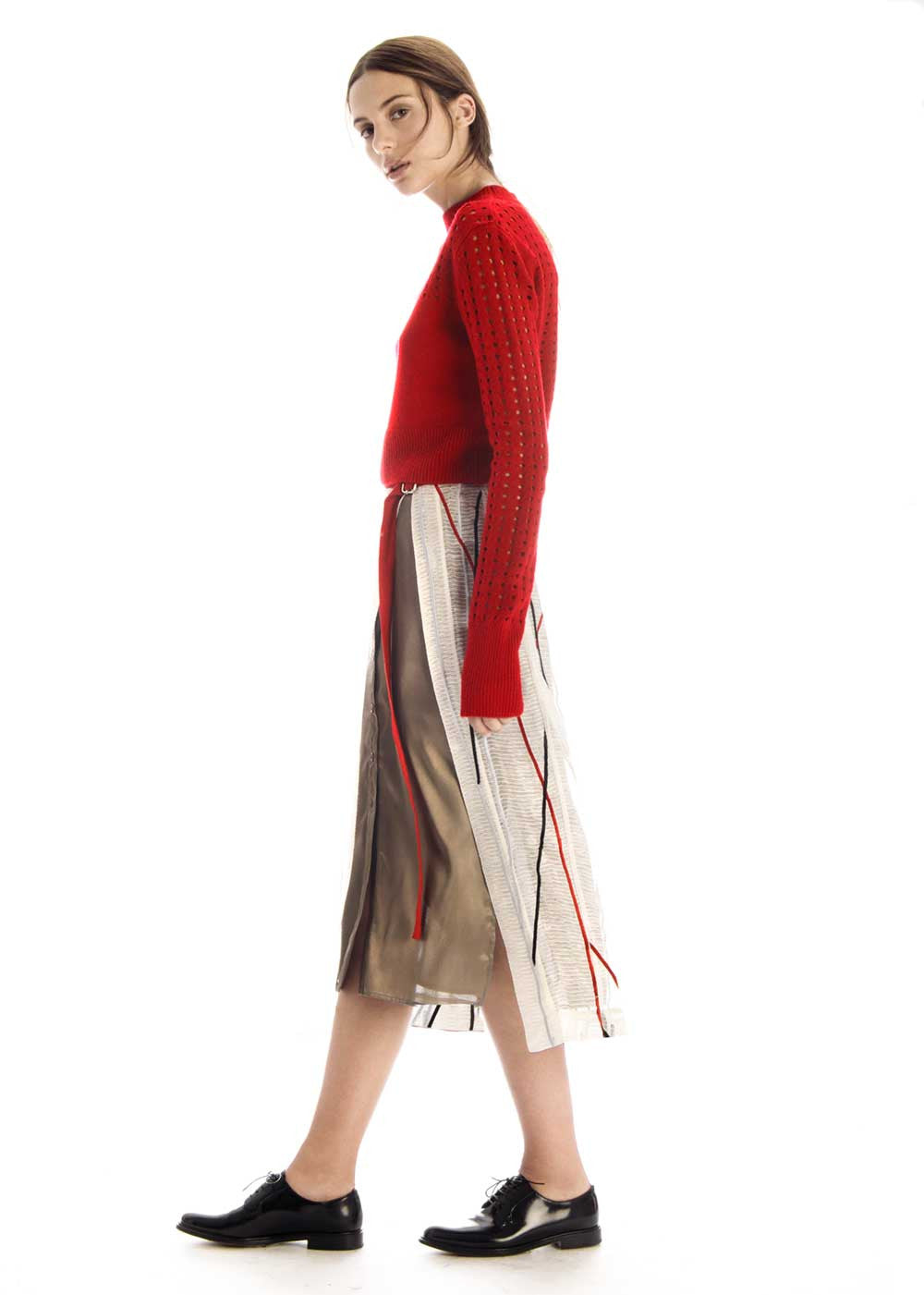 Embroidered Wrap Skirt in Silver | F / W 2015 | Misha Nonoo