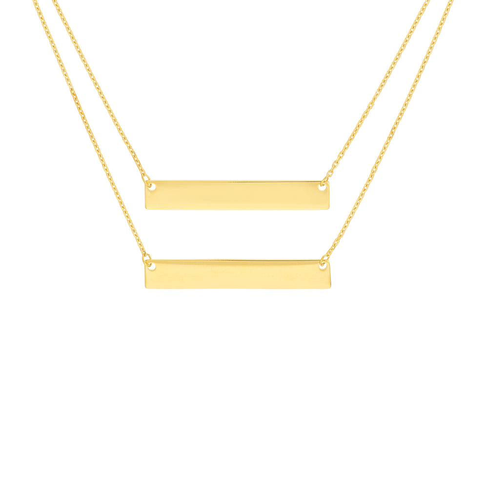 Gold Nameplate Necklace For 2 Names