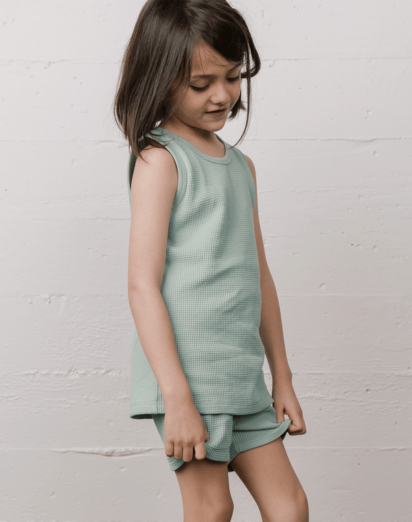 Noble Organic Waffle Tank Set in Sage