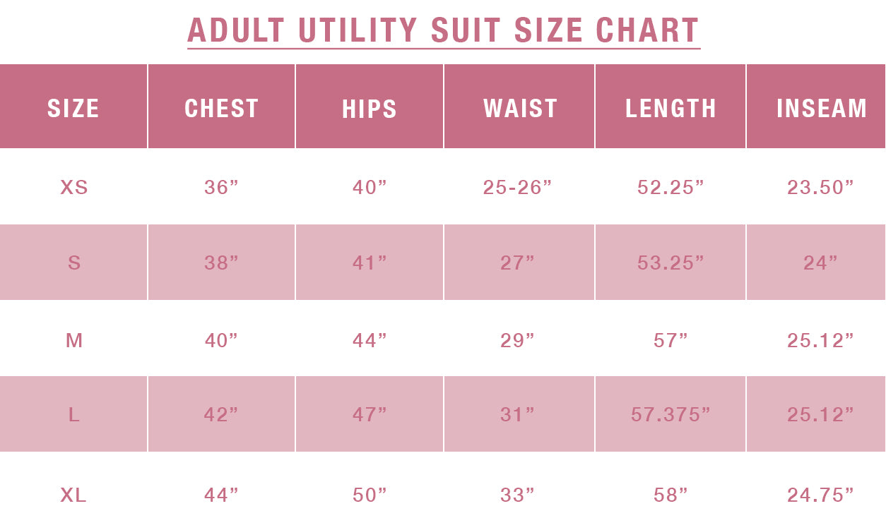 Noble Size Guide - Adult Utility Suit