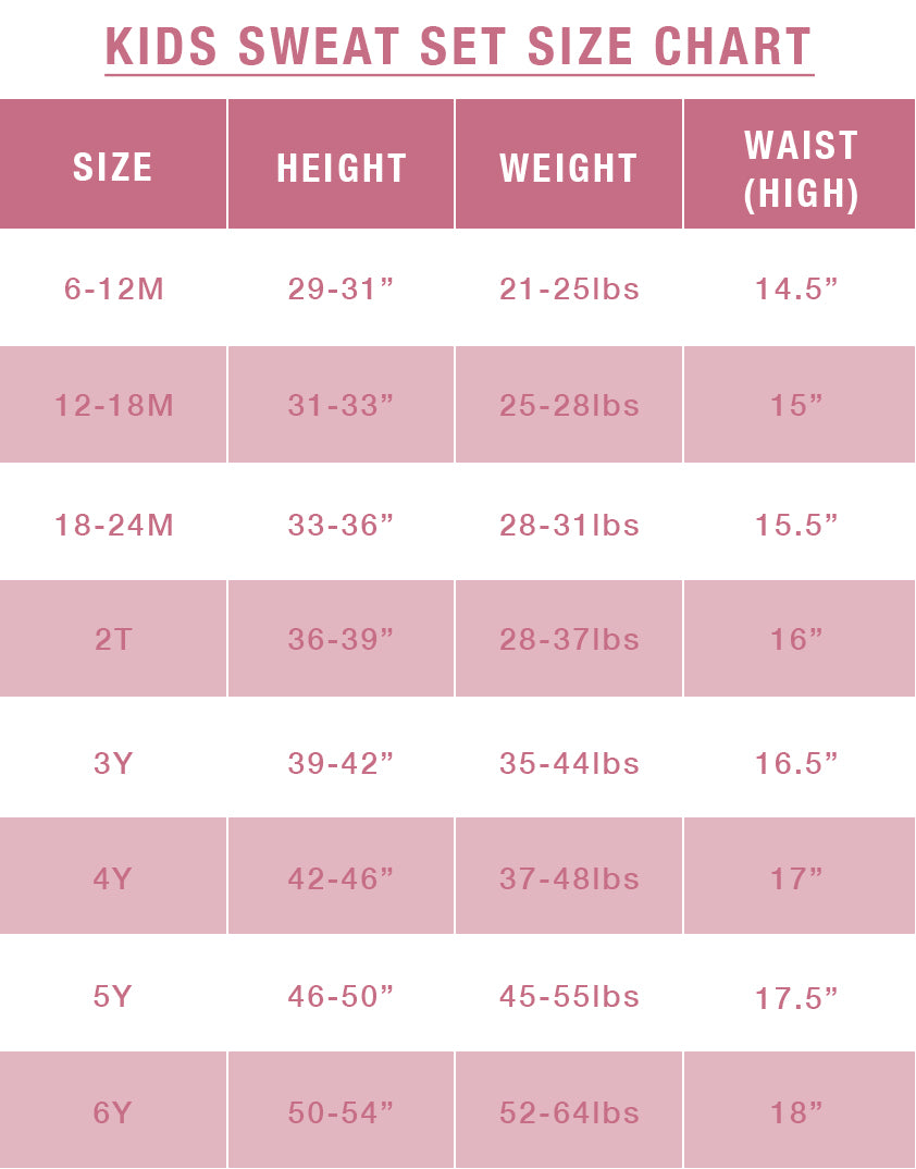Sweats Size Guide - Noble