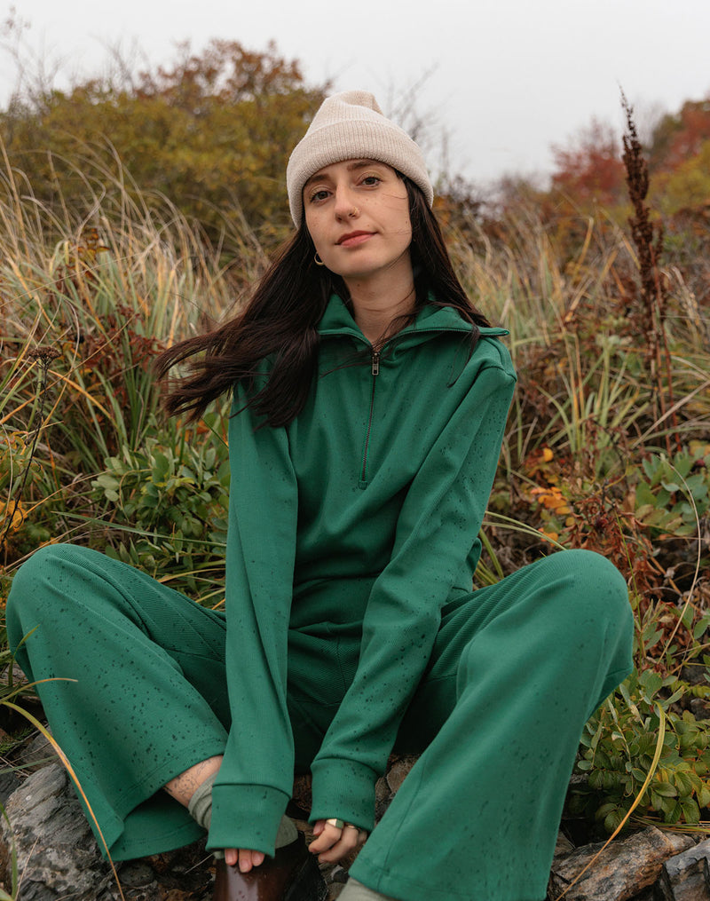 Noble Adult Organic Retro Half-Zip in Pine