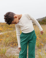 Noble Organic Rib Long-Sleeve Henley in Oat Milk