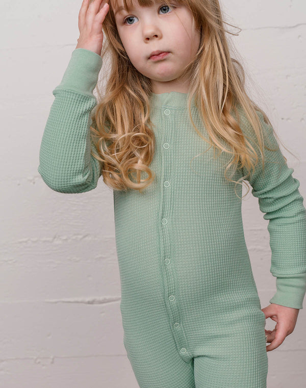 Noble Organic Waffle One-Piece Sleeper in Sage