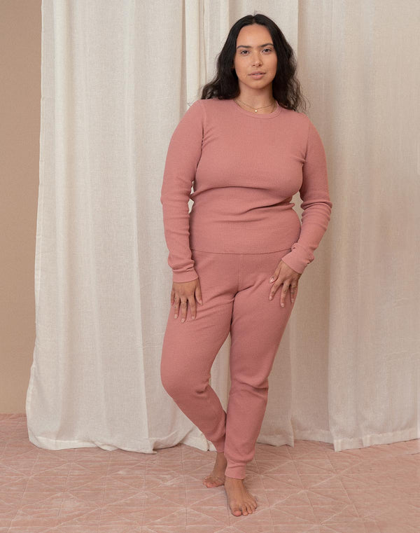 Noble Adult Organic Waffle Top in Dusty Rose