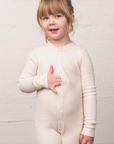 Noble Organic Waffle One-Piece Sleeper in Oat Milk