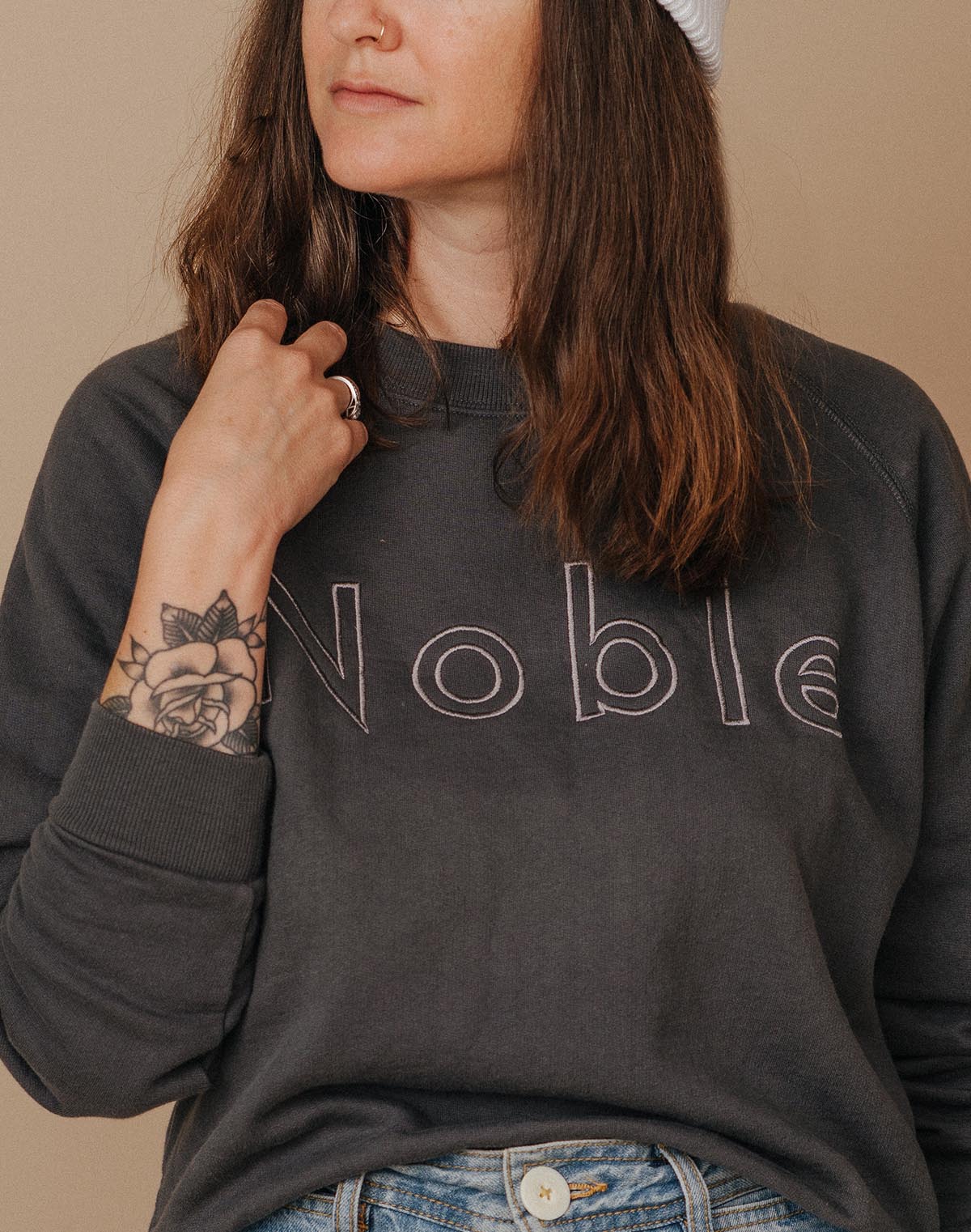 Adult Noble Embroidered Sweatshirt in Charcoal