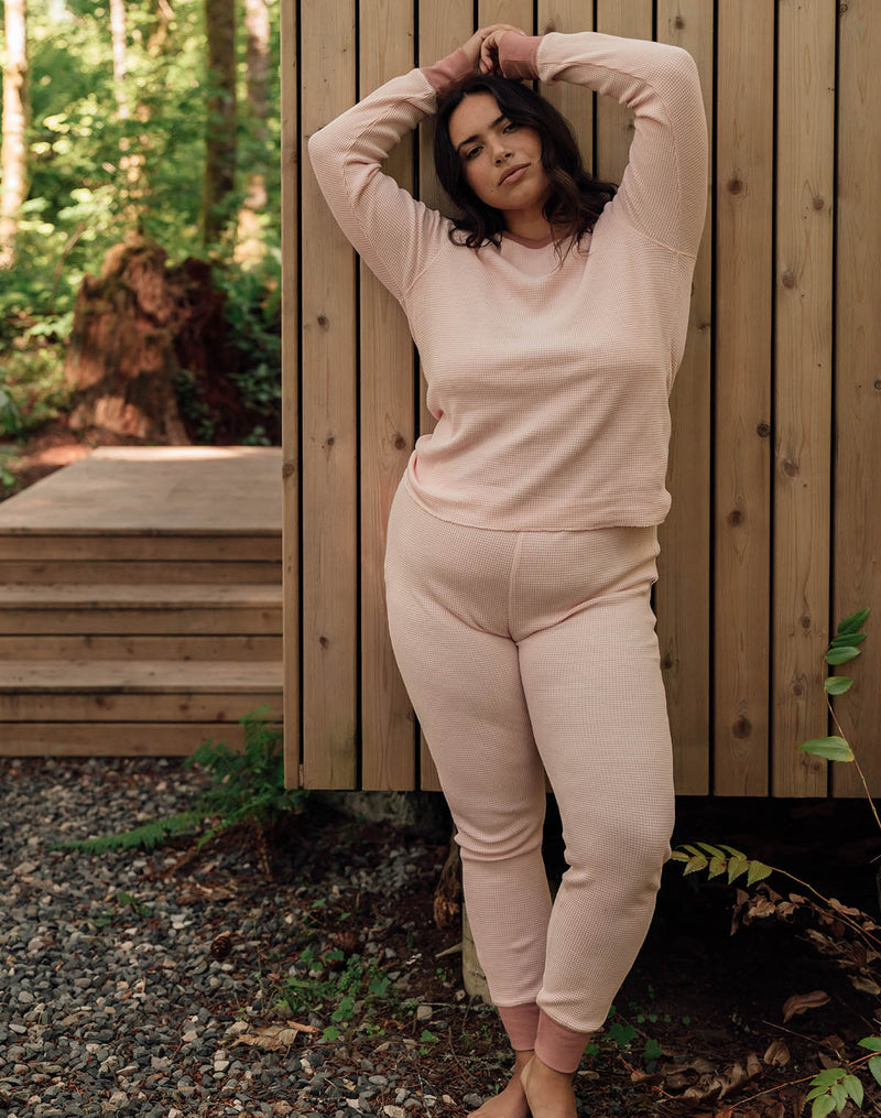 Noble Adult Organic Waffle Top in Powder Pink & Dusty Rose