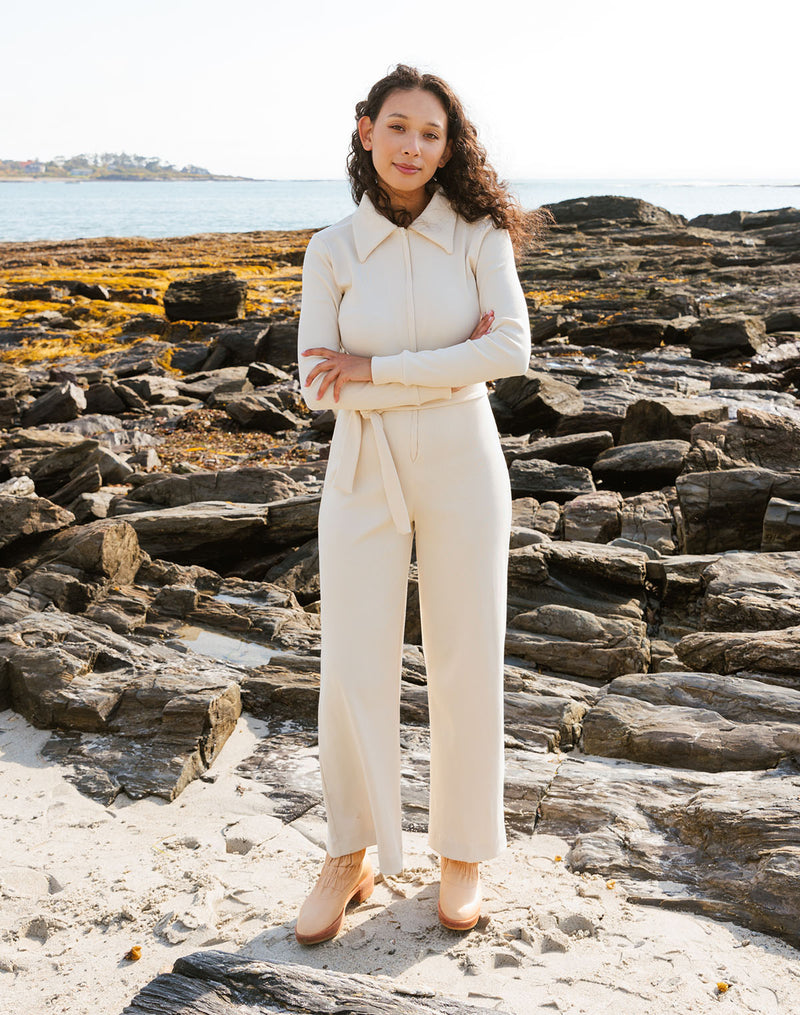 Noble Adult Organic Rib Jumpsuit in Oat Milk