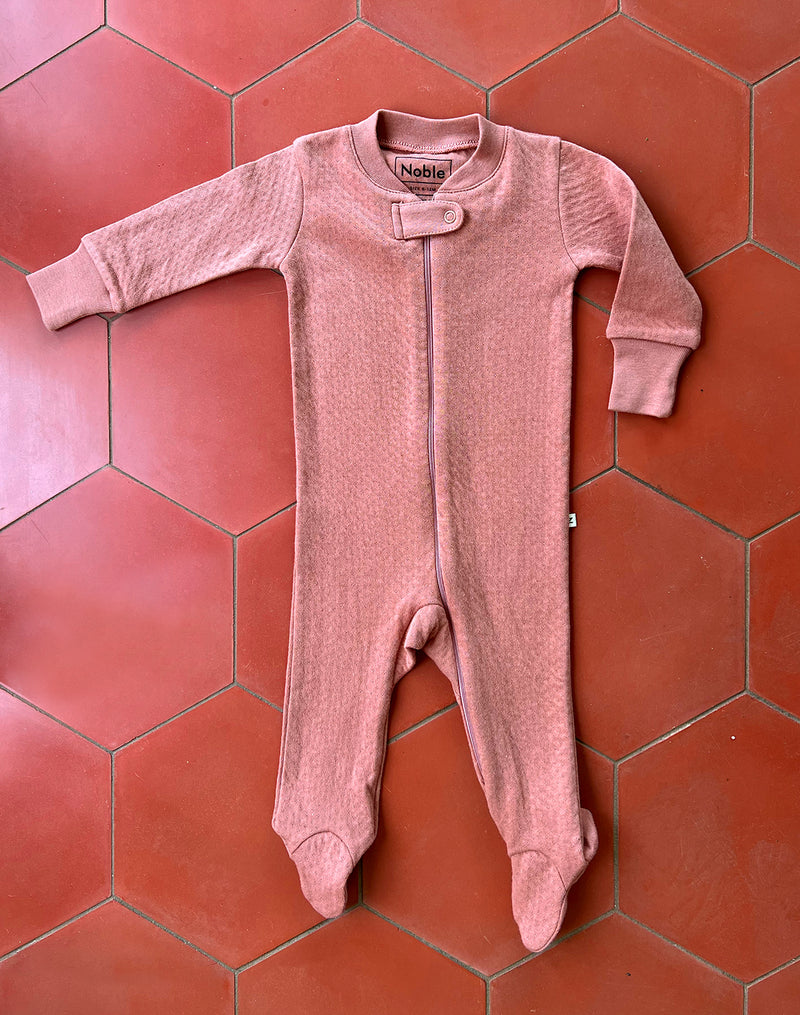 Noble Organic Pointelle Footie Sleeper in Dusty Rose