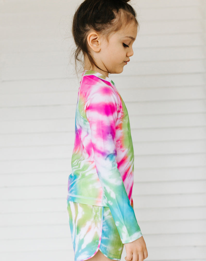 Seaesta Surf Kids Rashguard in Neon Tie Dye