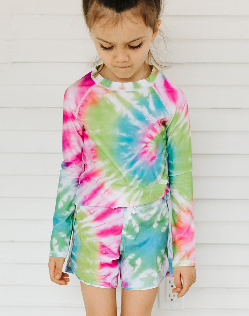 Seaesta Surf Kids Rashguard in Neon Tie Dye