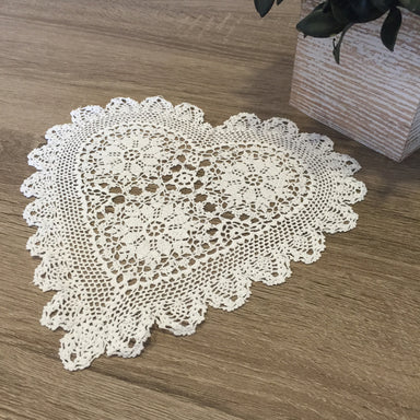 Strawberry Heart Shaped Doilies White 6 Inch Set of 12 — Accent Linens