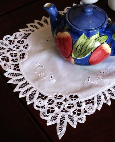 Strawberry Heart Shaped Doilies White 12 Inch — Accent Linens