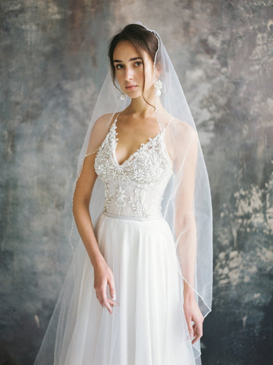 Embroidered wedding dress, delicate lace tulle, handmade embroidery, n –  Victoria Spirina Bridal Couture