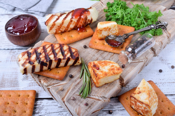 Grilled Halloumi Cheese with Tart Cherry Jam recipe