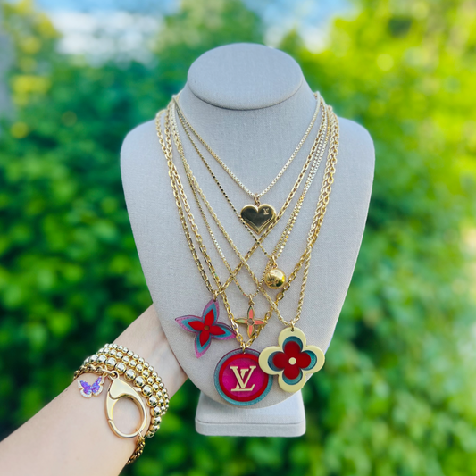 Repurposed Pink & Yellow Louis Vuitton Flower Charm Bracelet –  DesignerJewelryCo