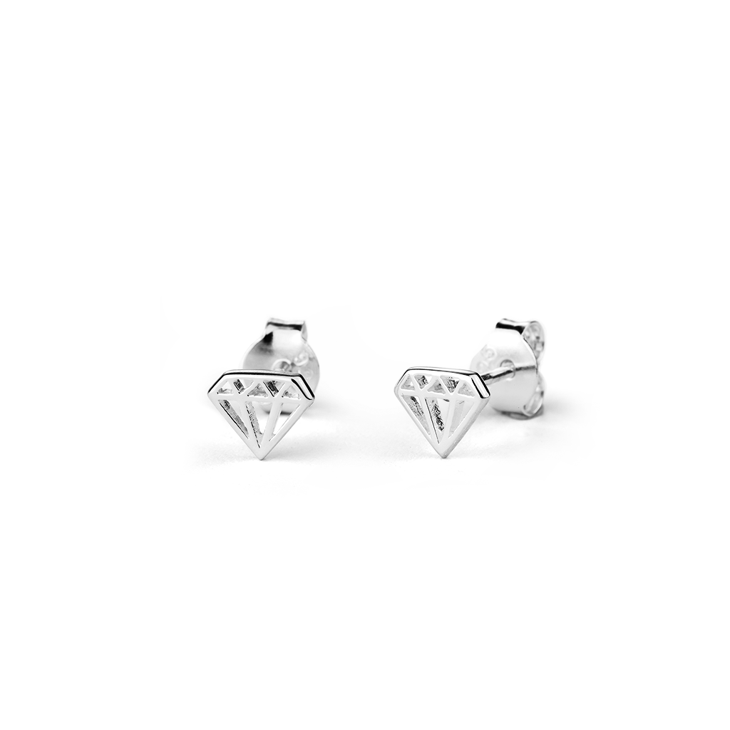 silver diamond studs