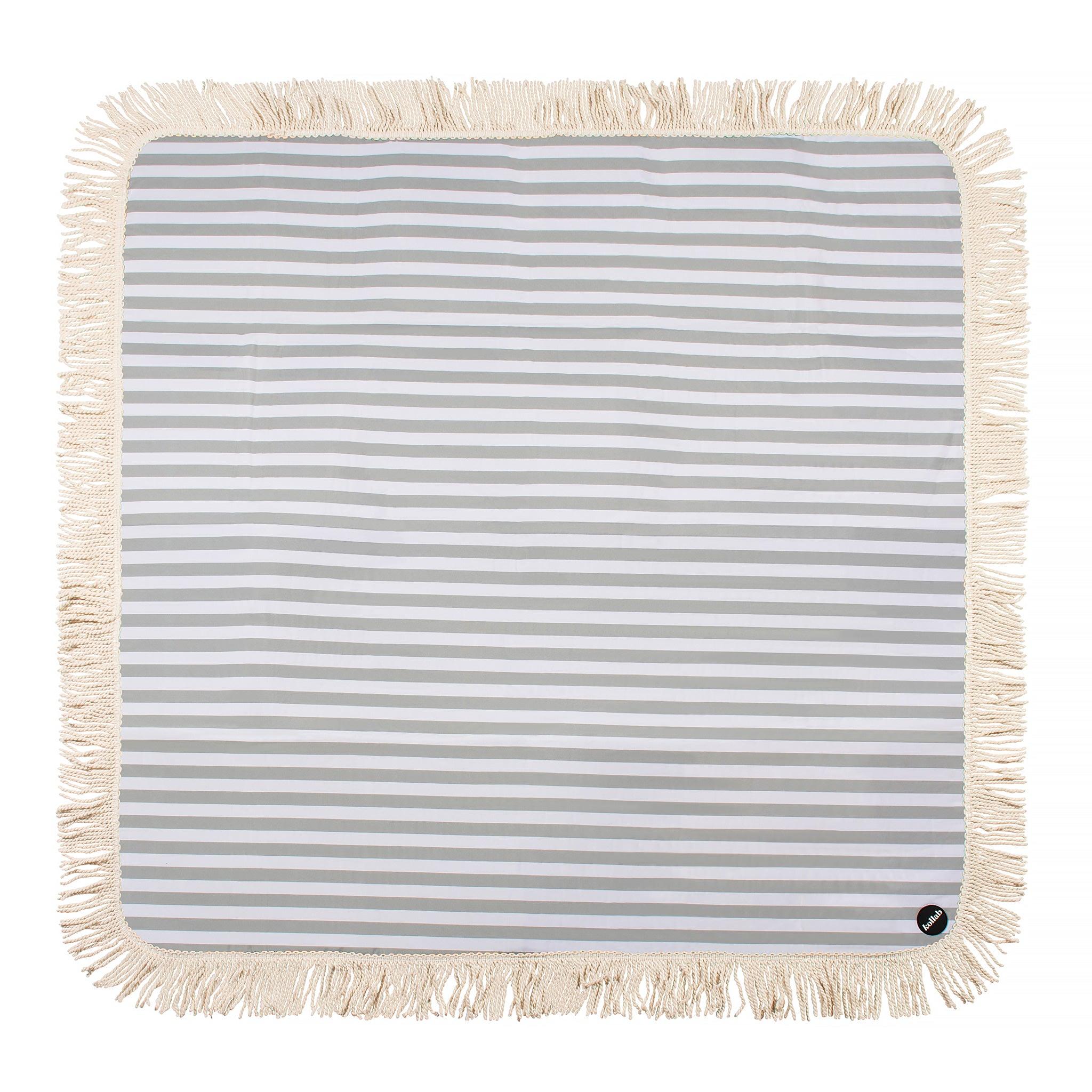 Fringed Picnic mat 1.4x1.4m Sage Stripe