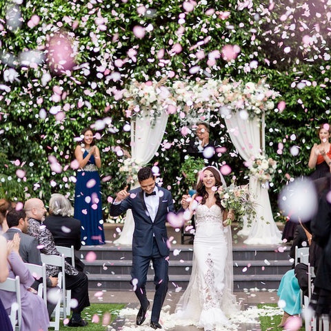 Pink and White Rose Petal Confetti for Cannon Launch or Hand Toss