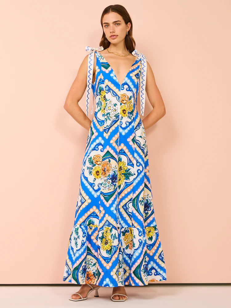Be admired in the By Nicola Monet Tiered Maxi Dress in Holiday