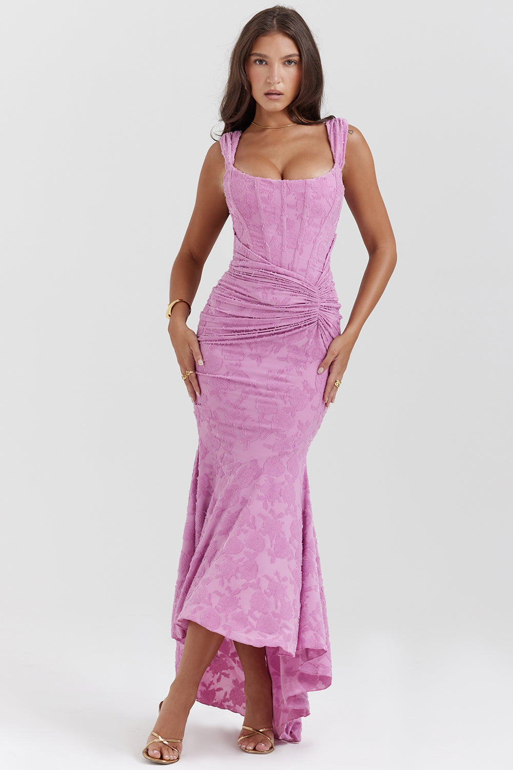 Hire HOUSE OF CB Seren Soft Pink Floral Lace Back Maxi Dress – TheOnlyDress  Hire