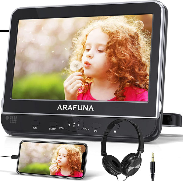  10.5 Car DVD Player Dual Screen with HD Transmission, ARAFUNA  Portable DVD Player for Car with 5-Hour Rechargeable Battery, Headrest DVD  Player Supports AV Out/USB, Last Memory(1Player + 1 Monitor) 