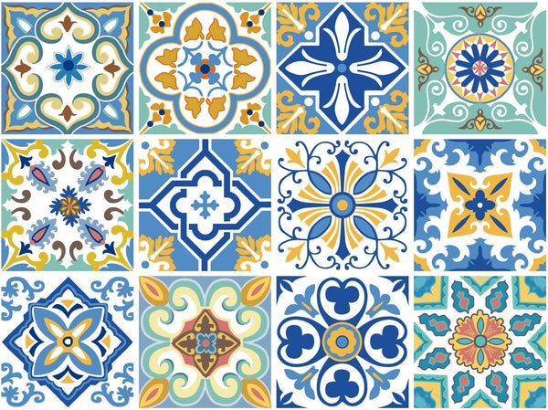 12 PCS Moroccan Style Tile Sticker, 6x6 Inch(15x15cm) DIY Murals, Tile  Waterproof Oil Proof Removable Wall Sticker Decals for Bathroom & Kitchen