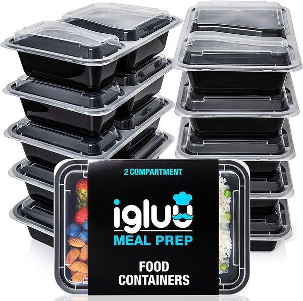 Youngever 8 Pack Meal Prep Containers, Reusable Plastic Divided Food  Storage Container Boxes (3-Compartment)