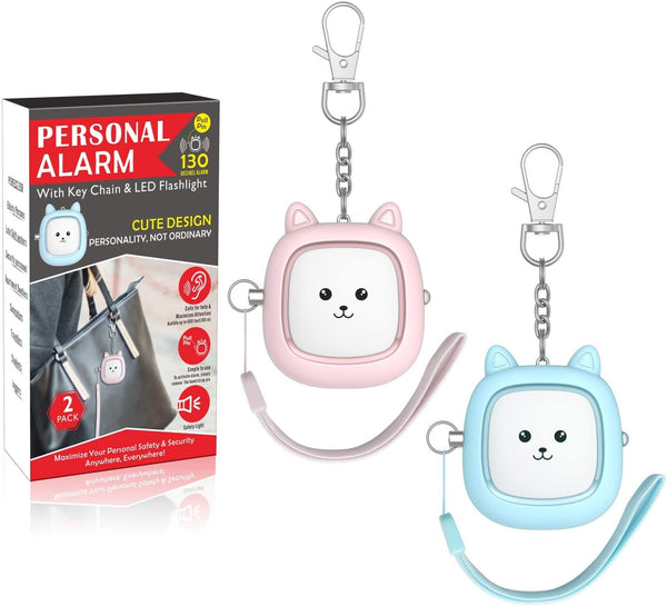 AMIR Safety Keychain Set for Women with Personal Safety Alarm, Whistle and  Pom Pom, Grey