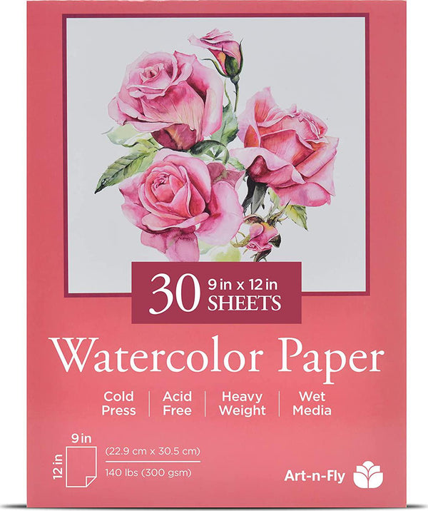 MEEDEN 10x7' Cotton Watercolor Paper Smooth Surface Watercolor Pad Hot Press 140lb/300gsm 20 Sheets